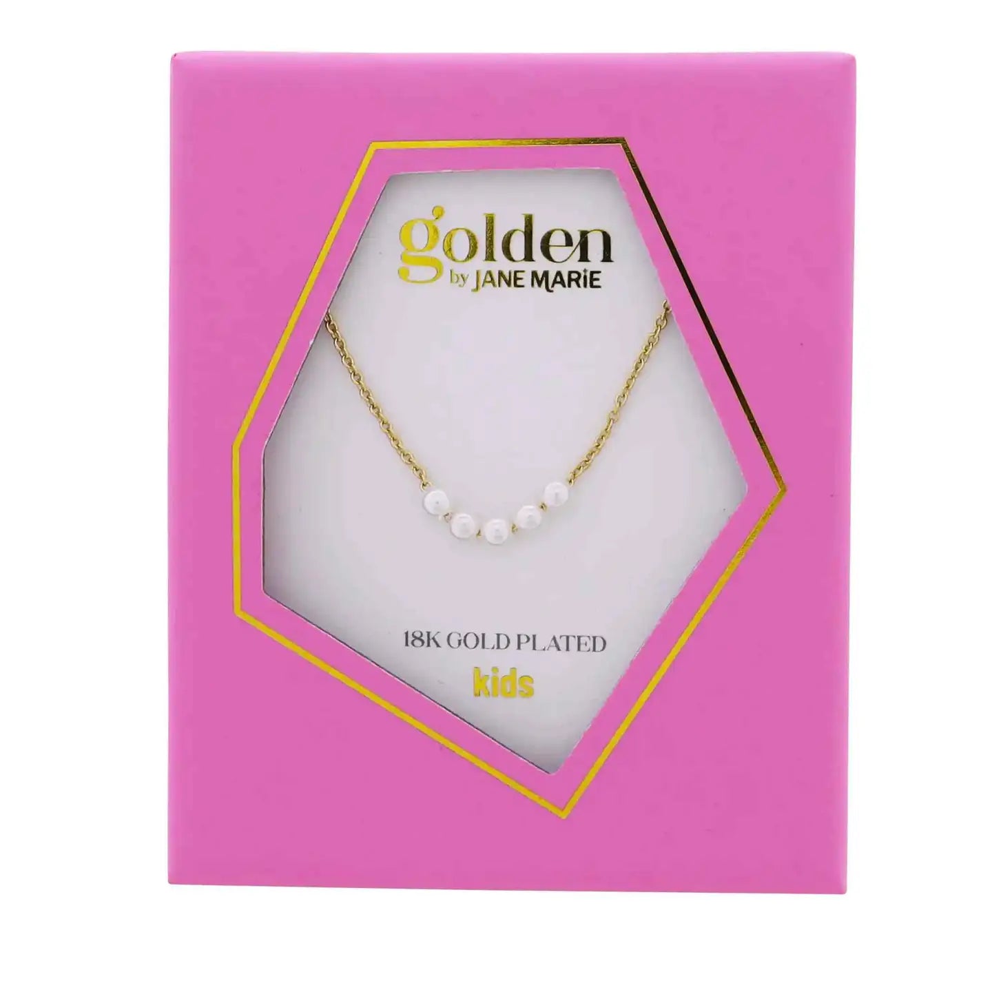 Kids 18k Gold Plated Rolo Chain Necklace with Pearls
