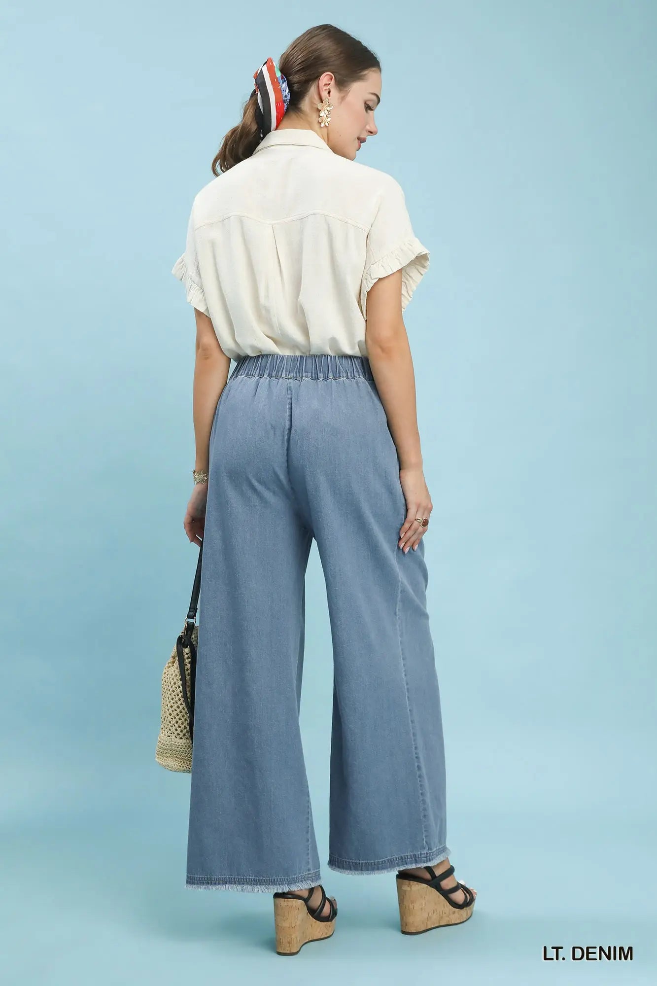 Light Denim Wide Leg Pants