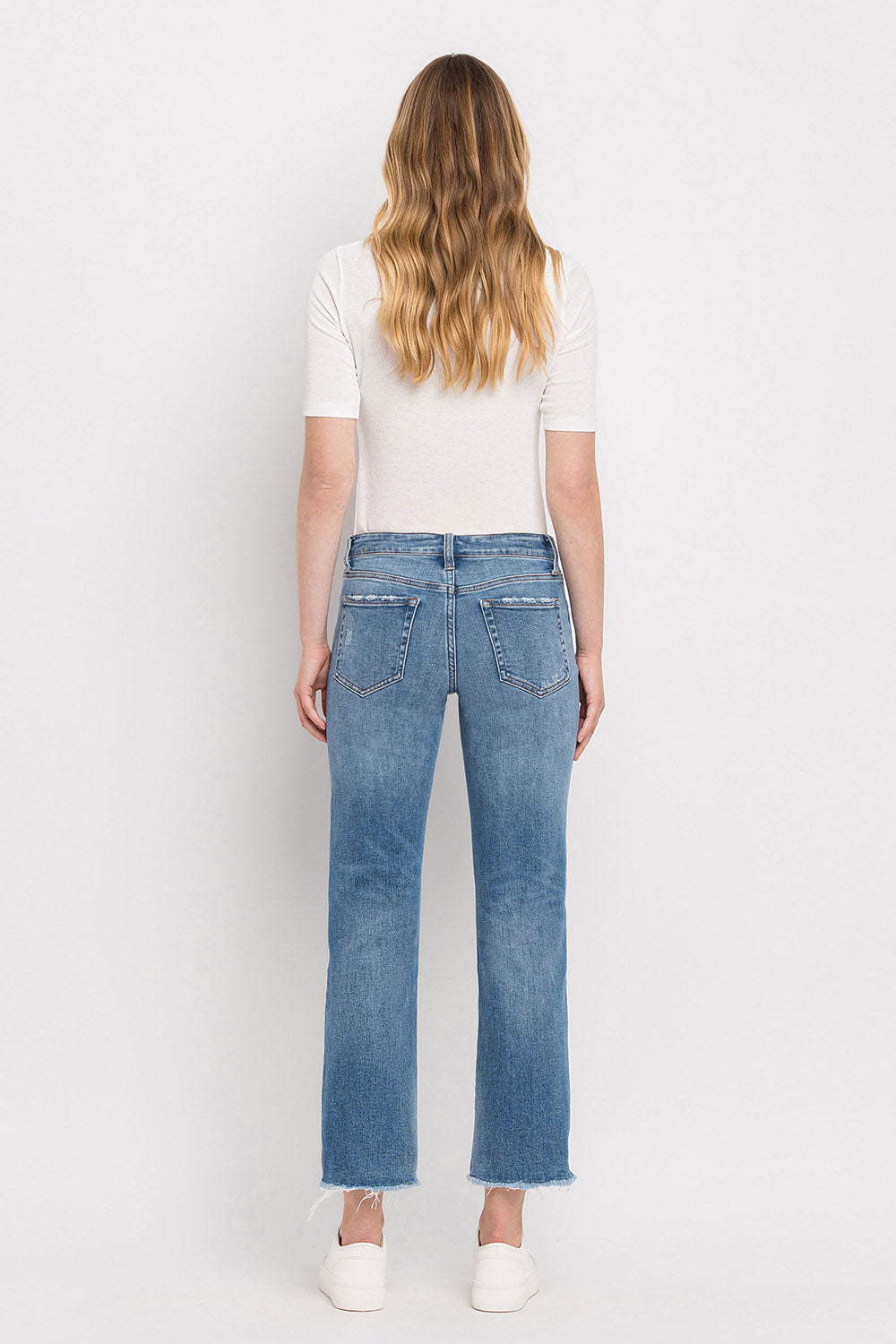 Flying Monkey Mid Rise Medium Wash Crop Straight Jeans