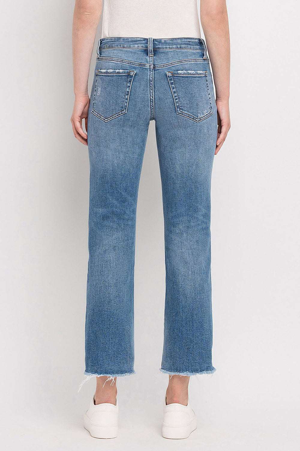 Flying Monkey Mid Rise Medium Wash Crop Straight Jeans