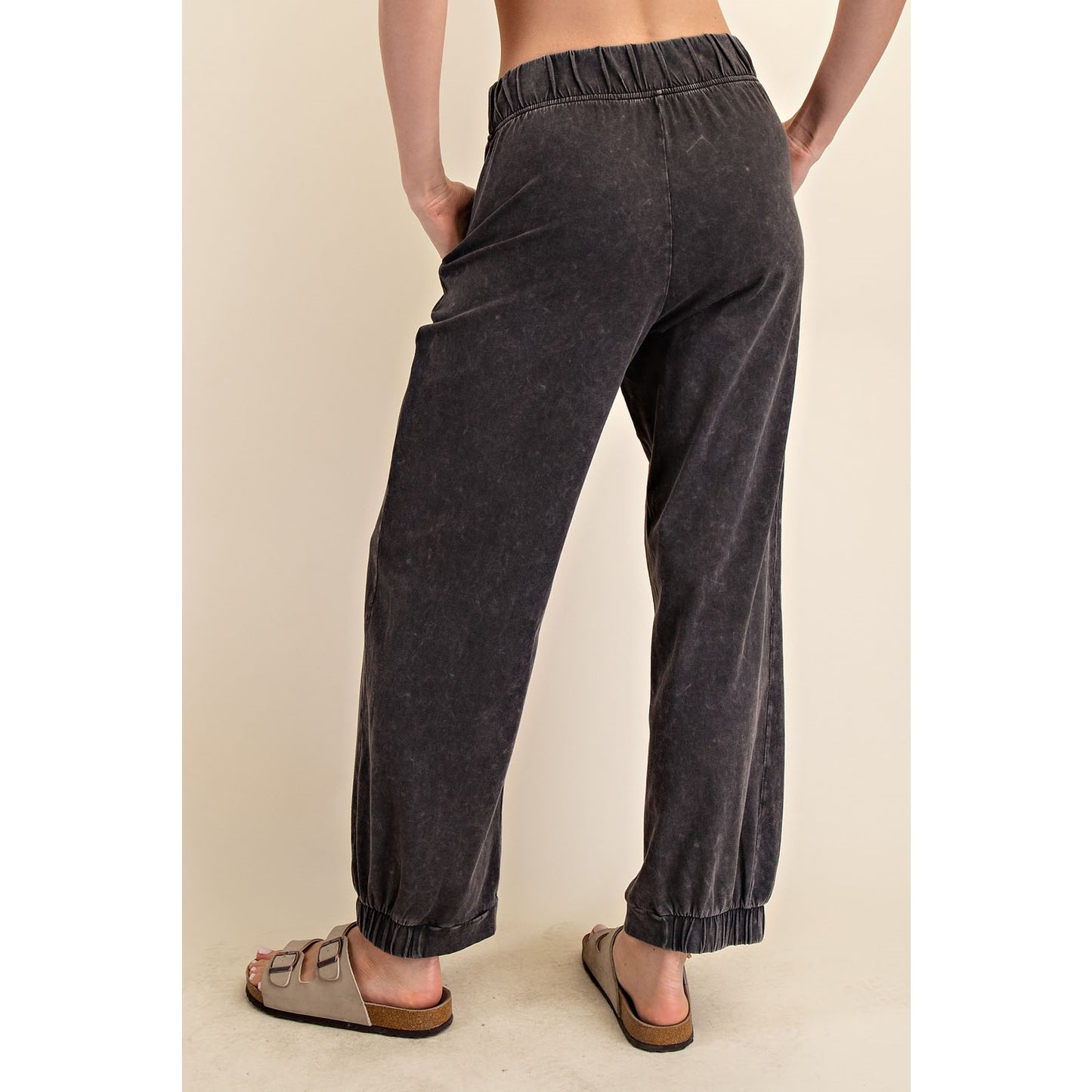 Black Mineral Washed Cotton Lounge Pant