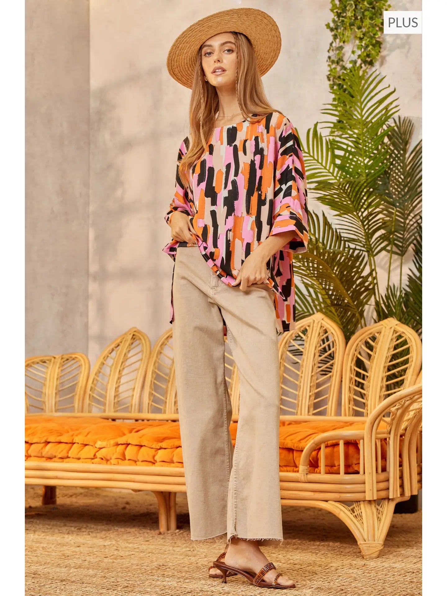 Plus Size Multicolor Print Top