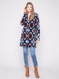 Charlie B Navy Crochet long coat