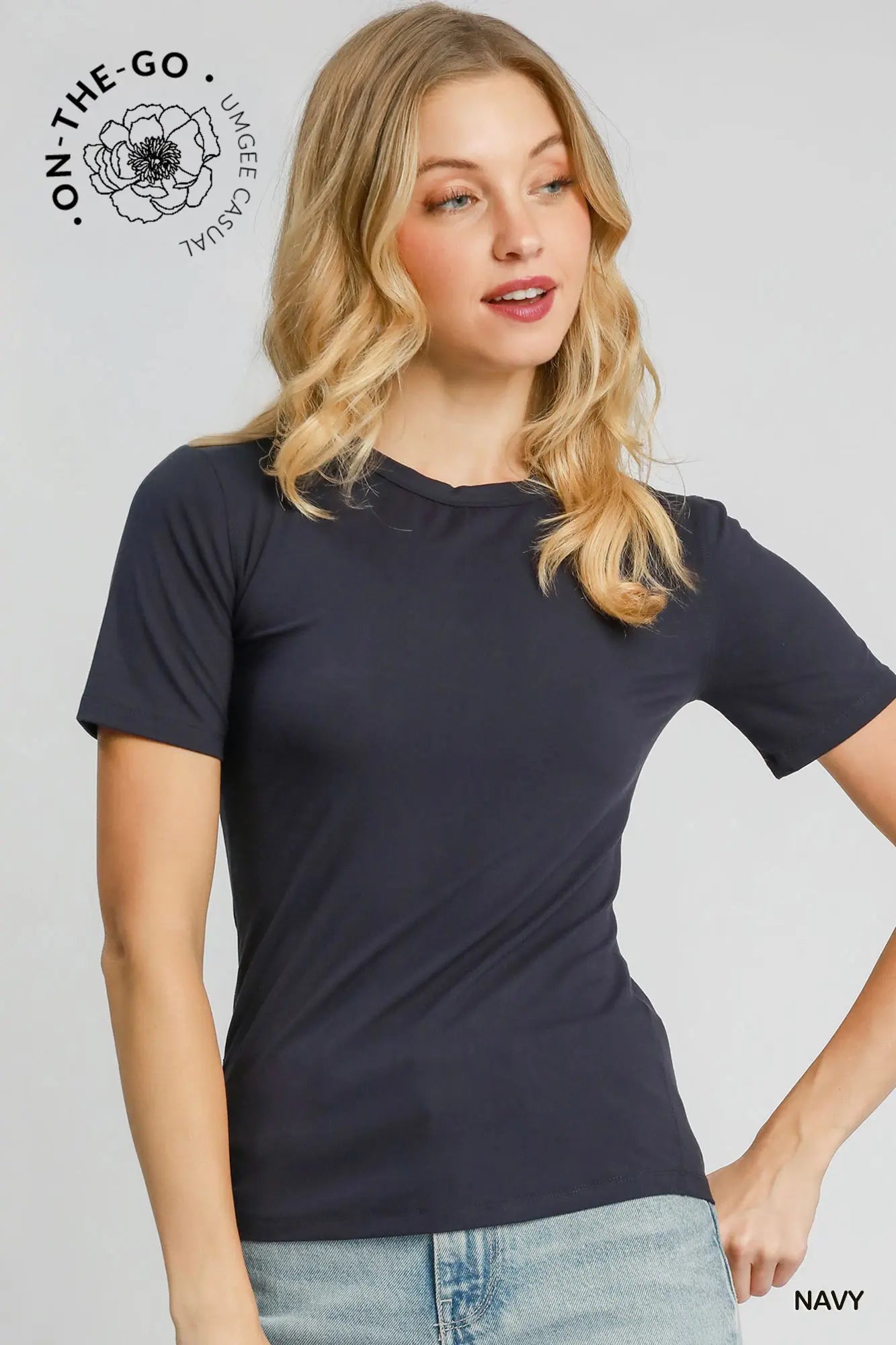 Navy second skin crew neck tee