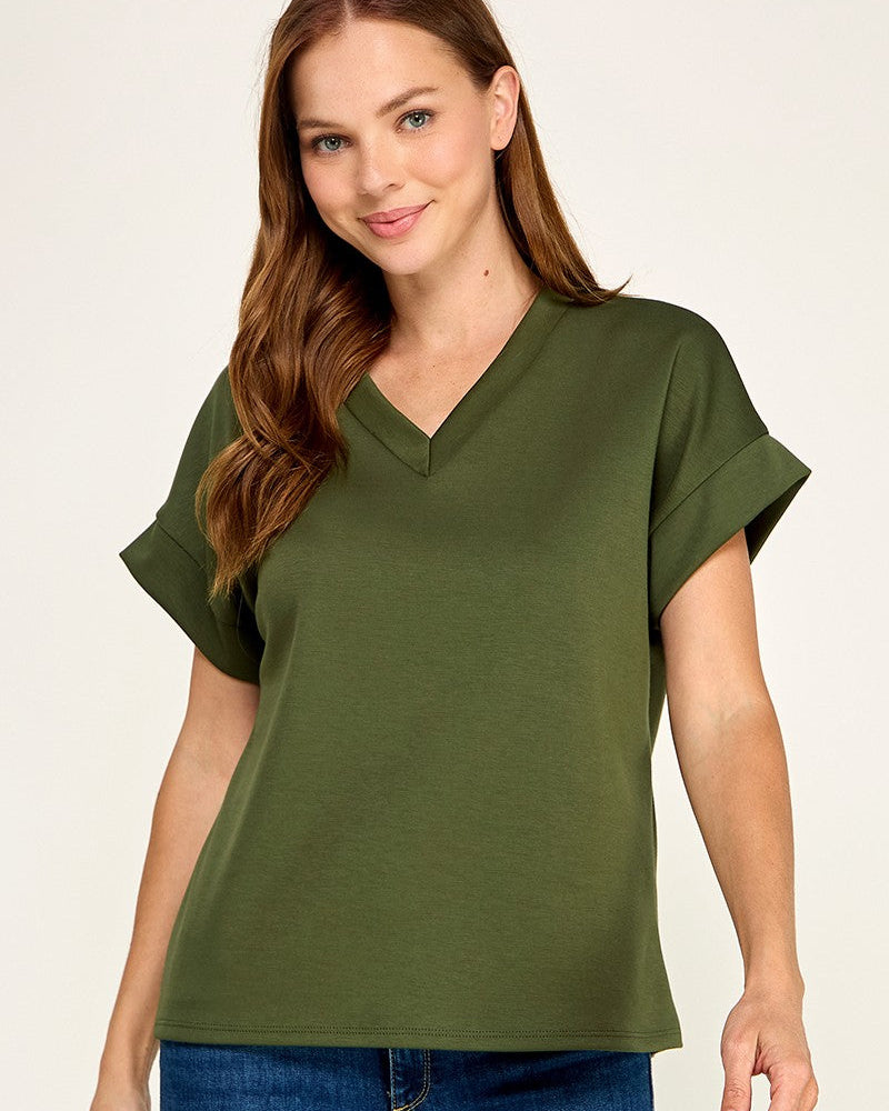 Olive Modal V Neck Top