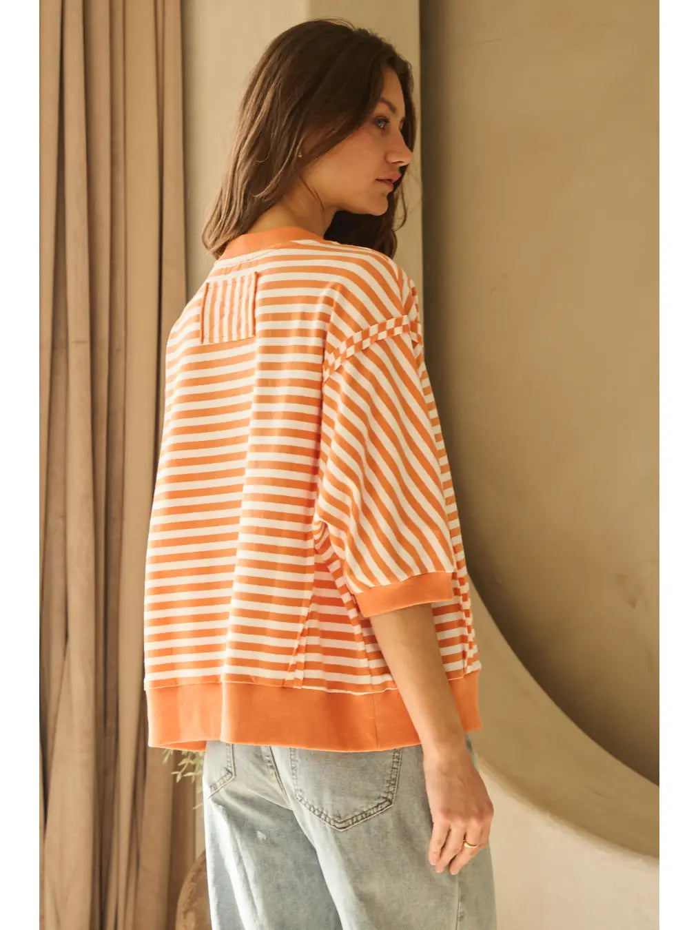Orange Stripe Knit Seam Detail