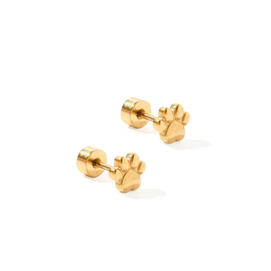 Screwback stud earrings - Paw Print Gold