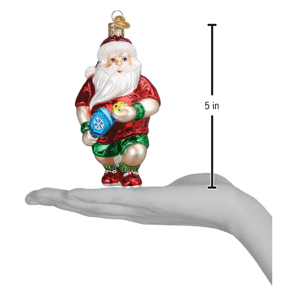 Old World Pickleball Santa Ornament