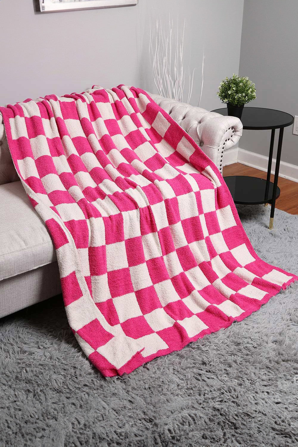Reversible Checkerboard Patterned Throw Blanket