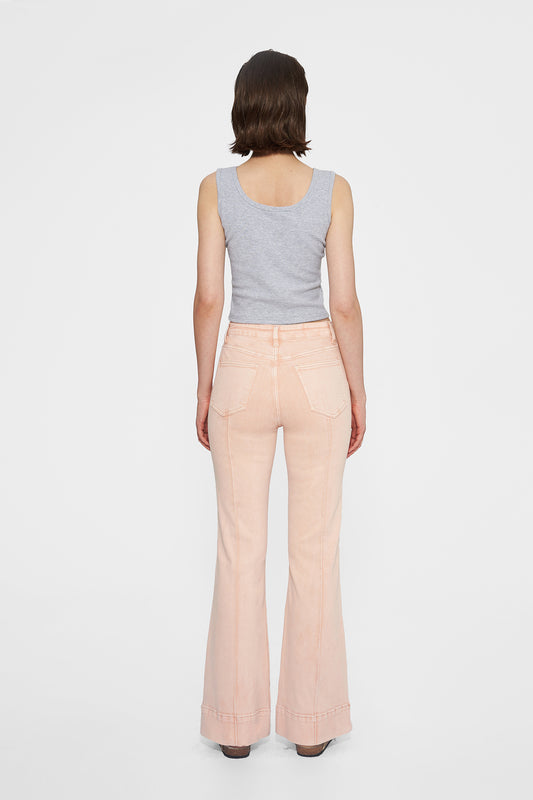 Pink high rise flare jeans