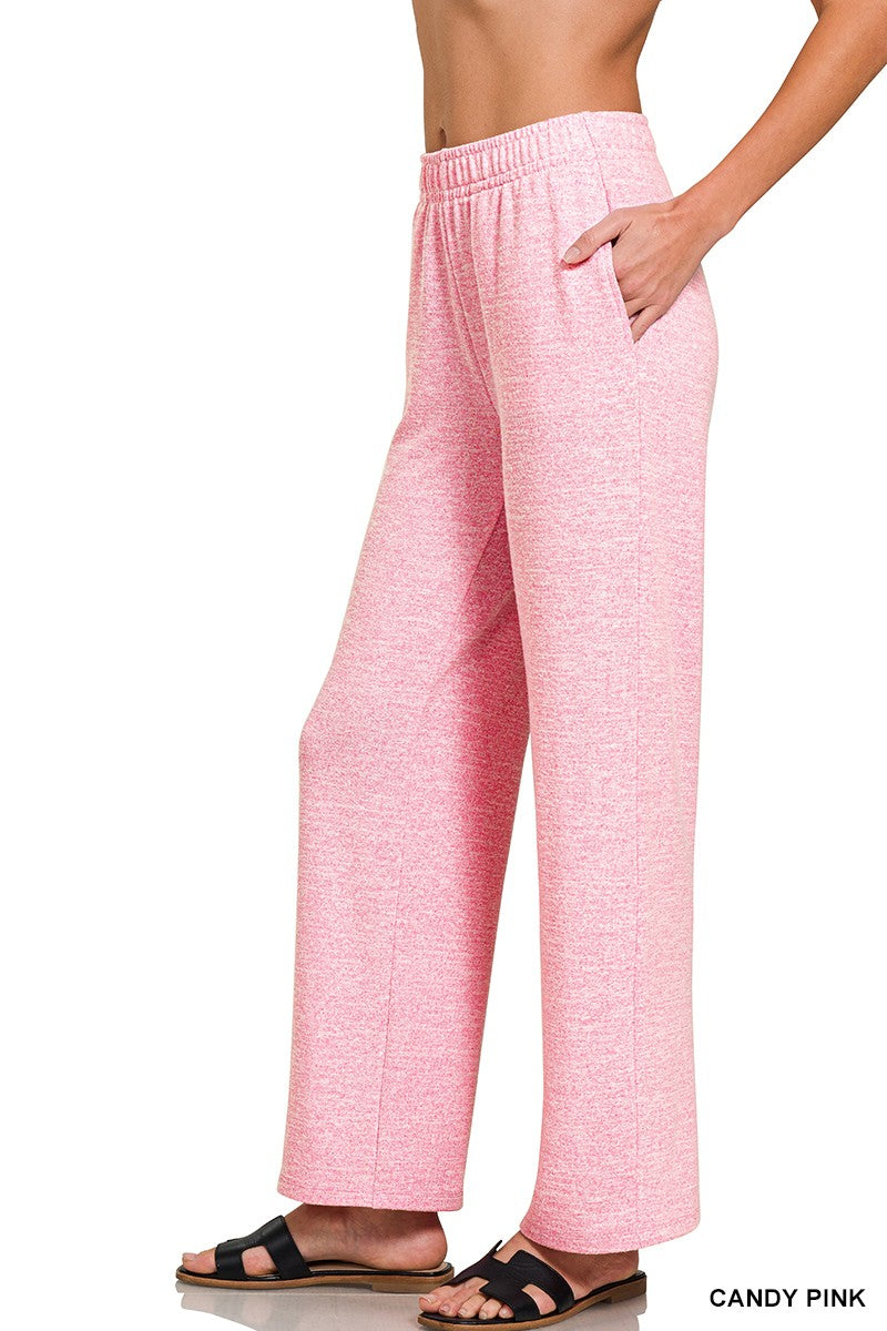 Light Pink Soft Melange Hacci Elastic Waistband Lounge Pants