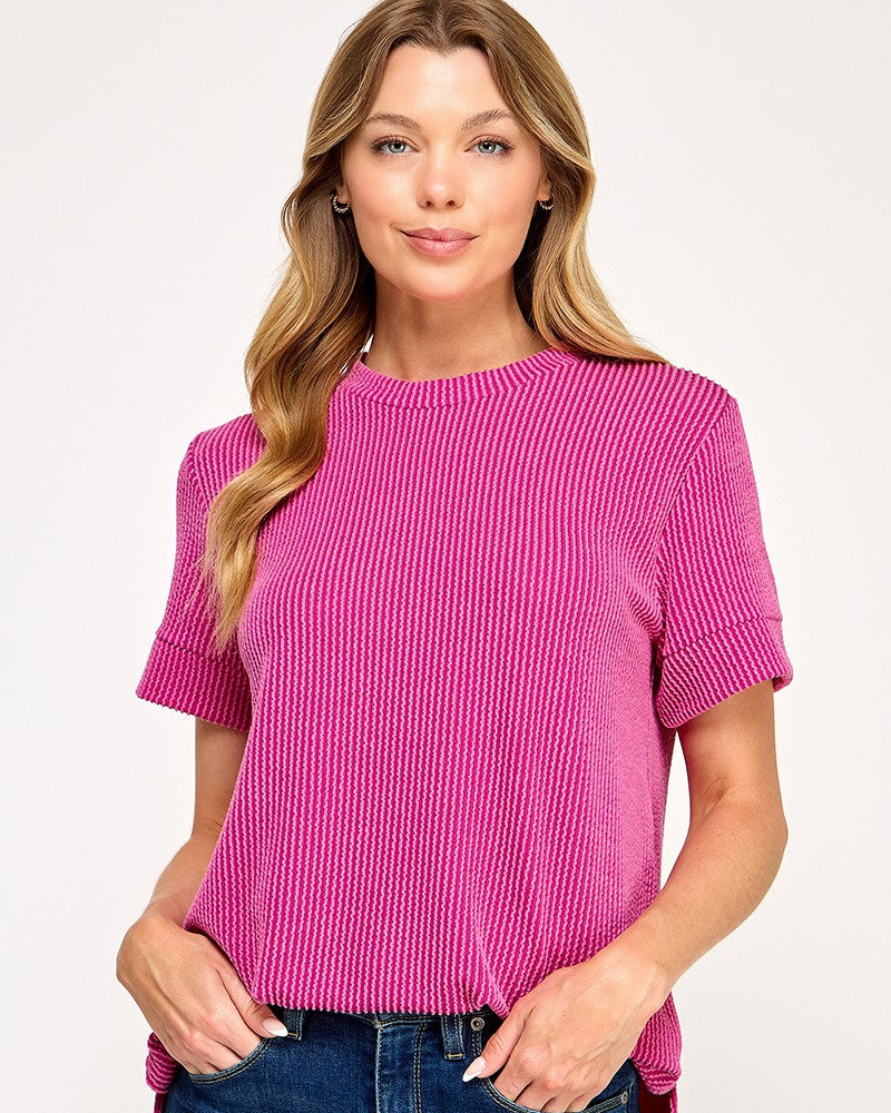Fuchsia Ribbed Top