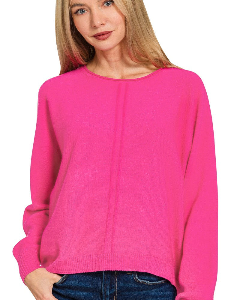 Hot Pink Front Seam Sweater