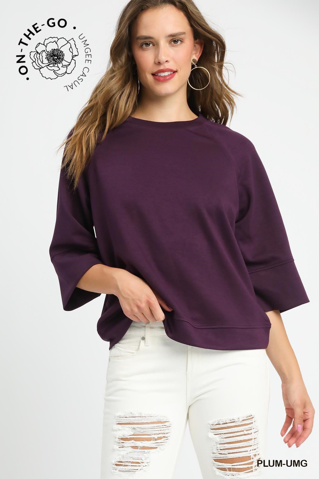 Plum Relaxed drop shoulder top