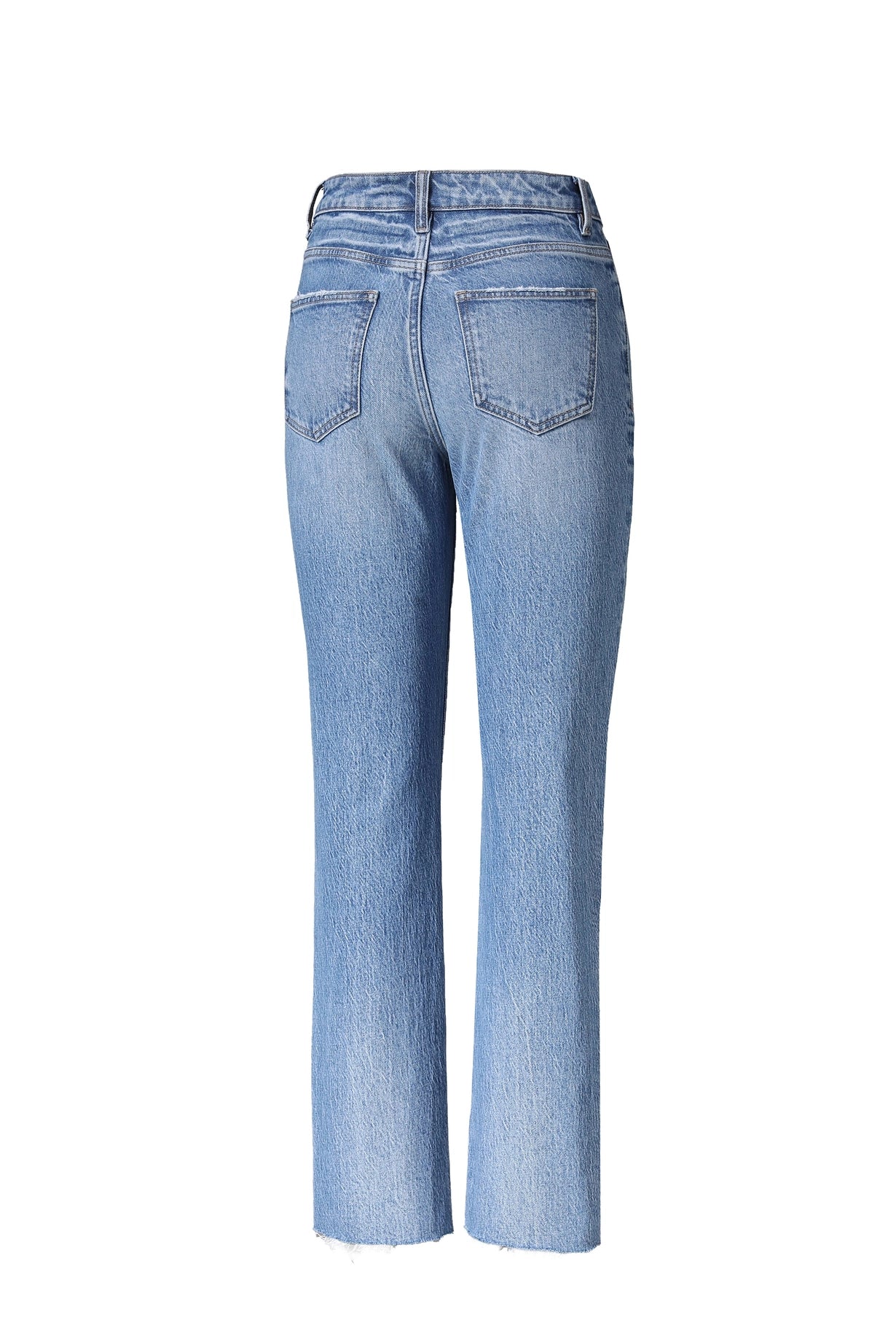 BAYEAS High Rise Straight Jeans with Raw Hem