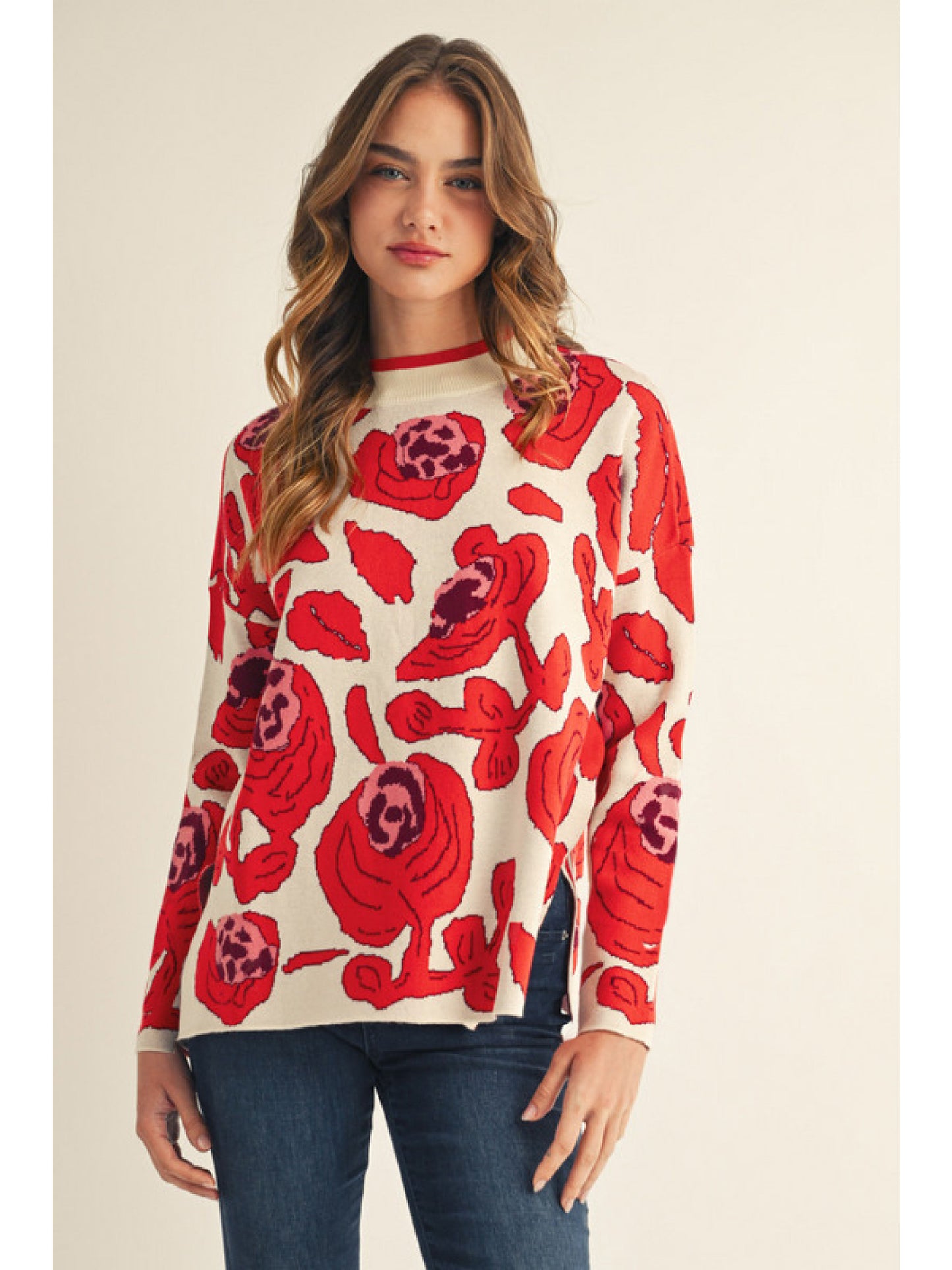Big Floral Pattern Sweater