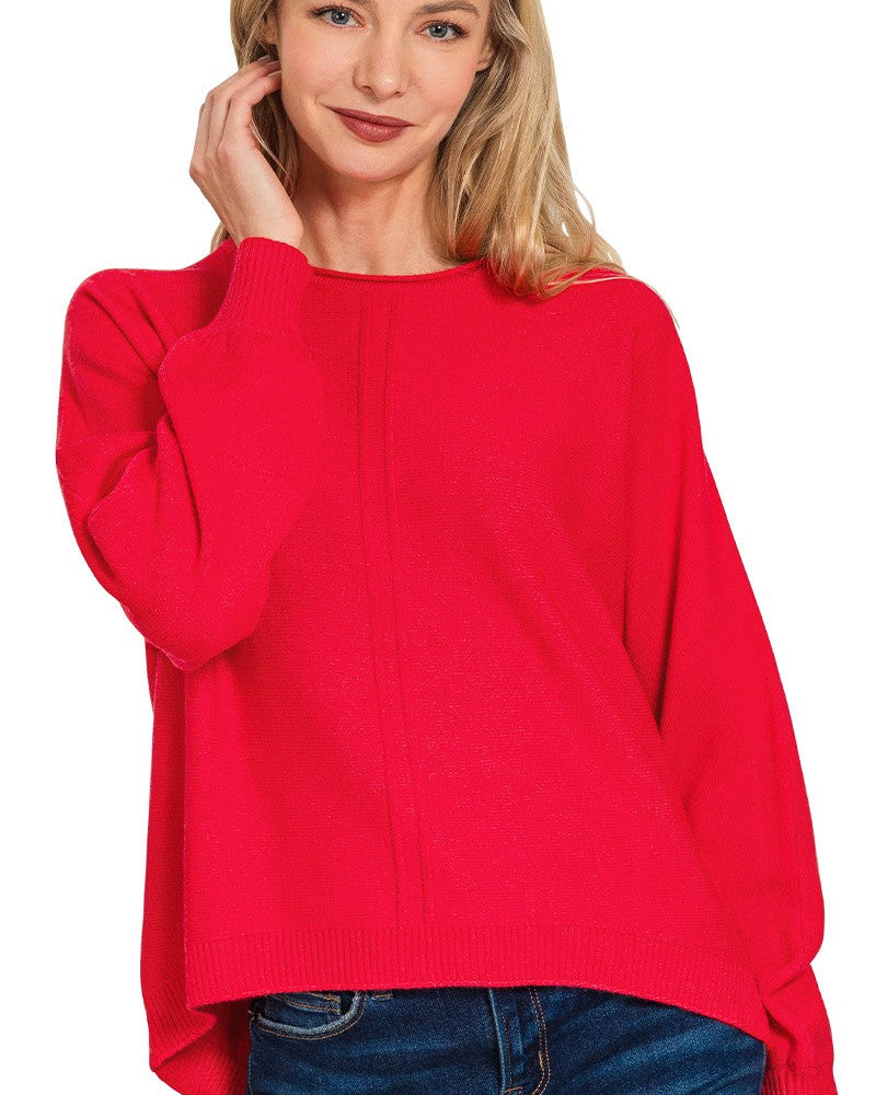 Red Front Seam Sweater