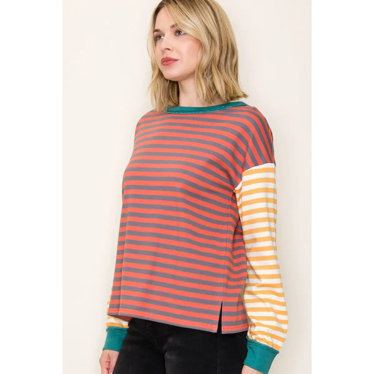 Rust French Terry Pullover Top