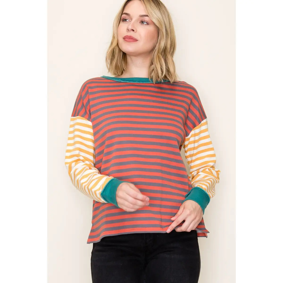 Rust French Terry Pullover Top