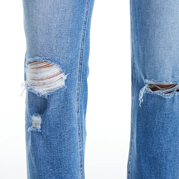 Super High Rise Slim Straight Jeans with Raw Hem