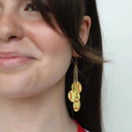 Softball Slugger Earring - Nickel & Suede
