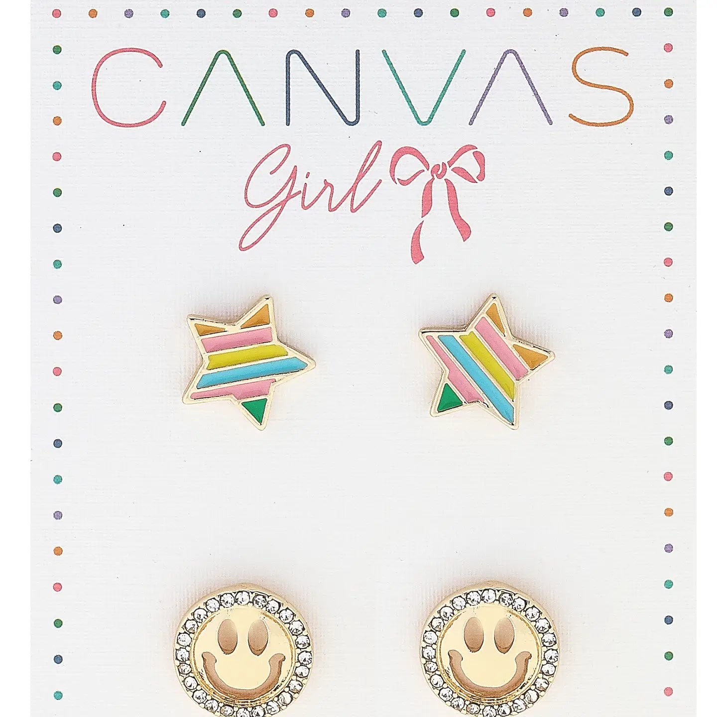 Izzy Rainbow Star & Smiley Face Children's Earrings