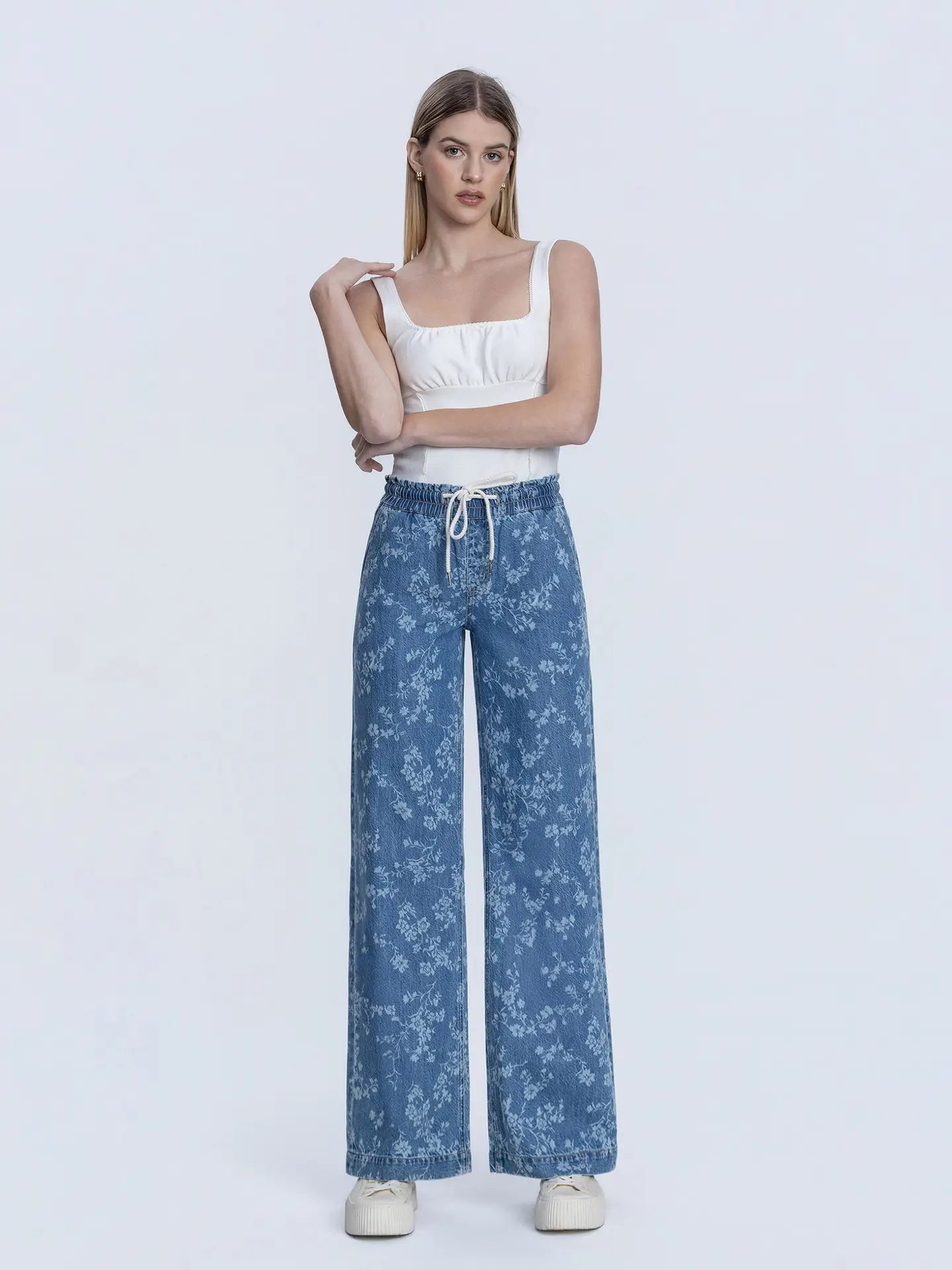Vervet Vintage Floral Baggy Wide Leg Jeans