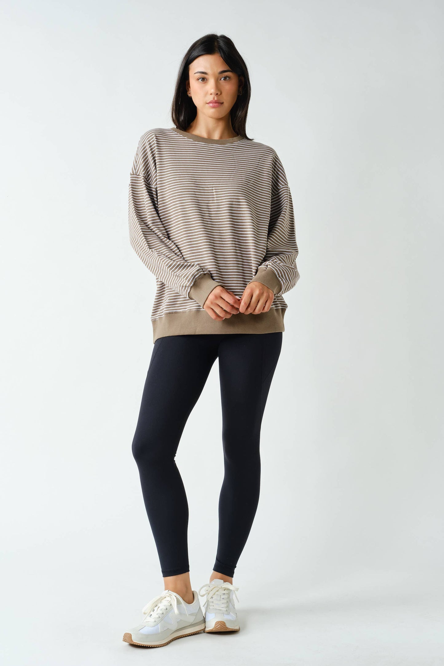 Truffle Coastal Striped Crewneck Sweatshirt