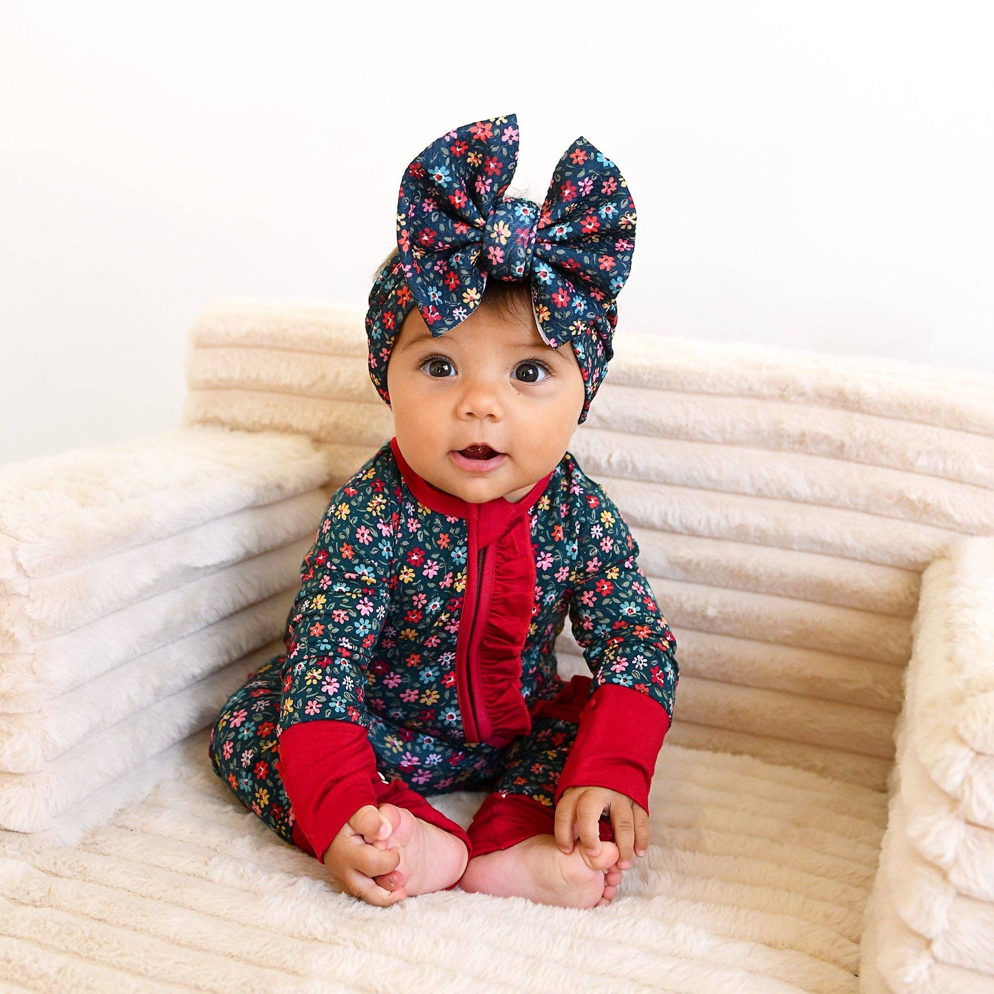 Isabelle RUFFLE ZIP Bamboo One Piece Floral Baby Outfit
