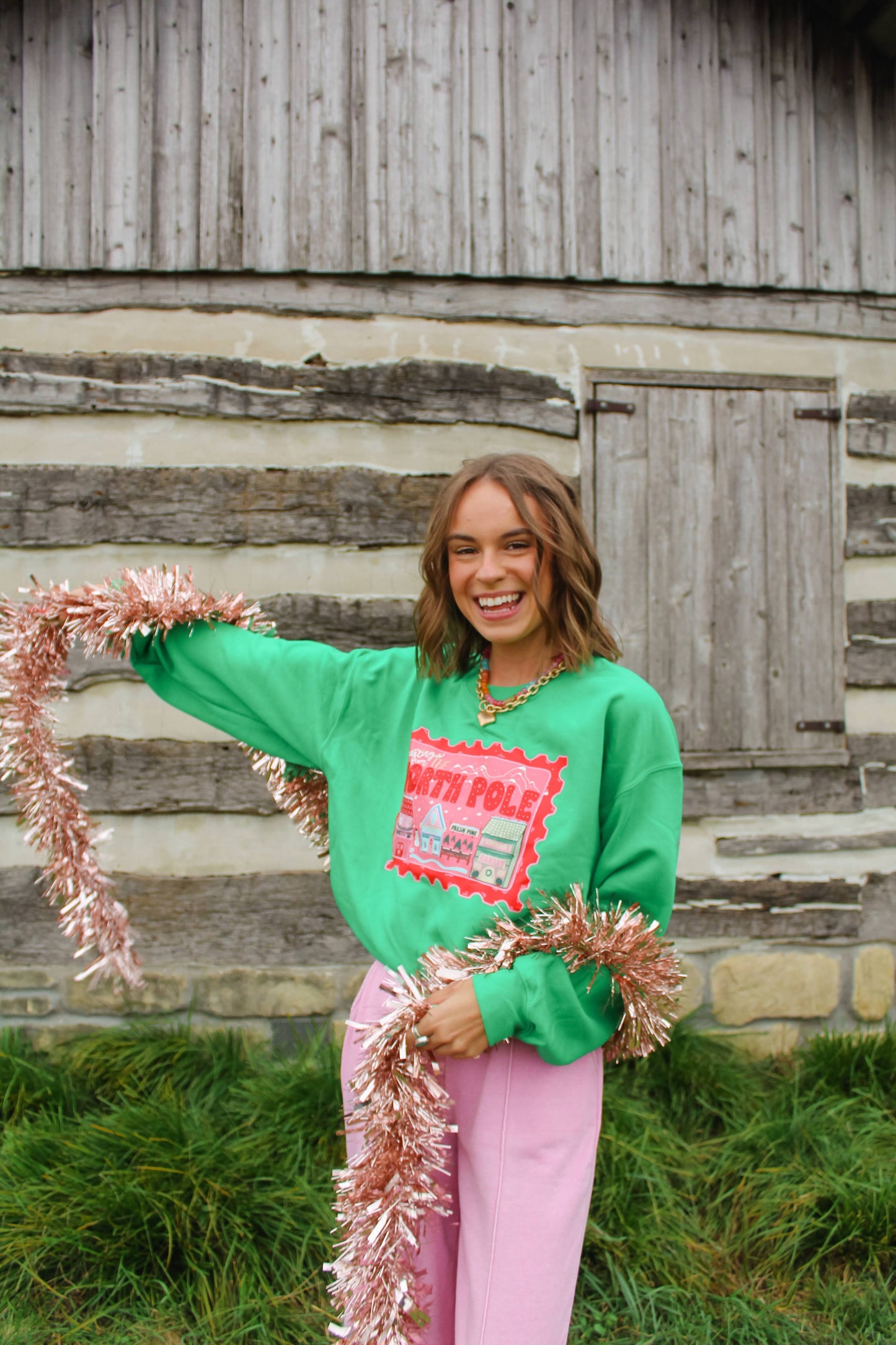 Greetings From The North Pole Green Crewneck