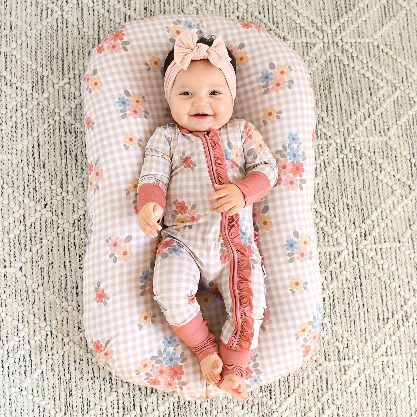 Callie RUFFLE ZIP Bamboo One Piece Floral Baby Outfit