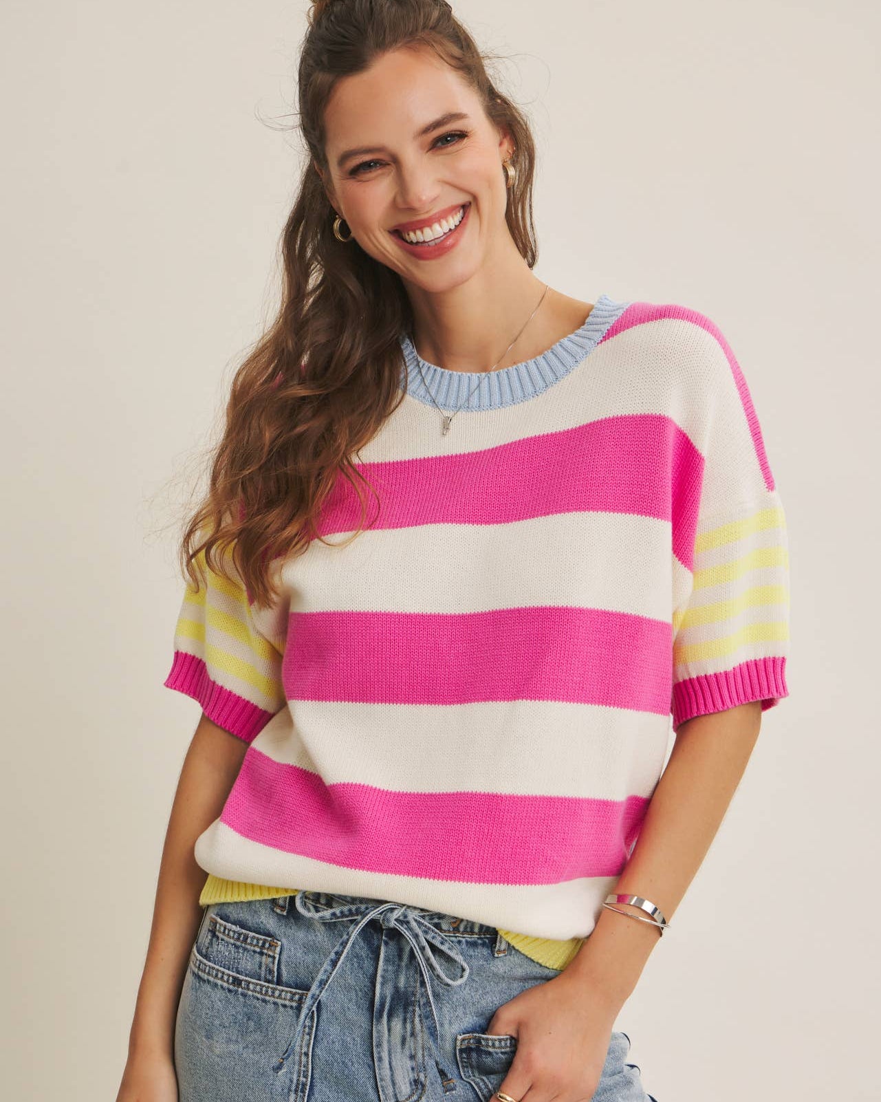 Summer multi stripe sweater top