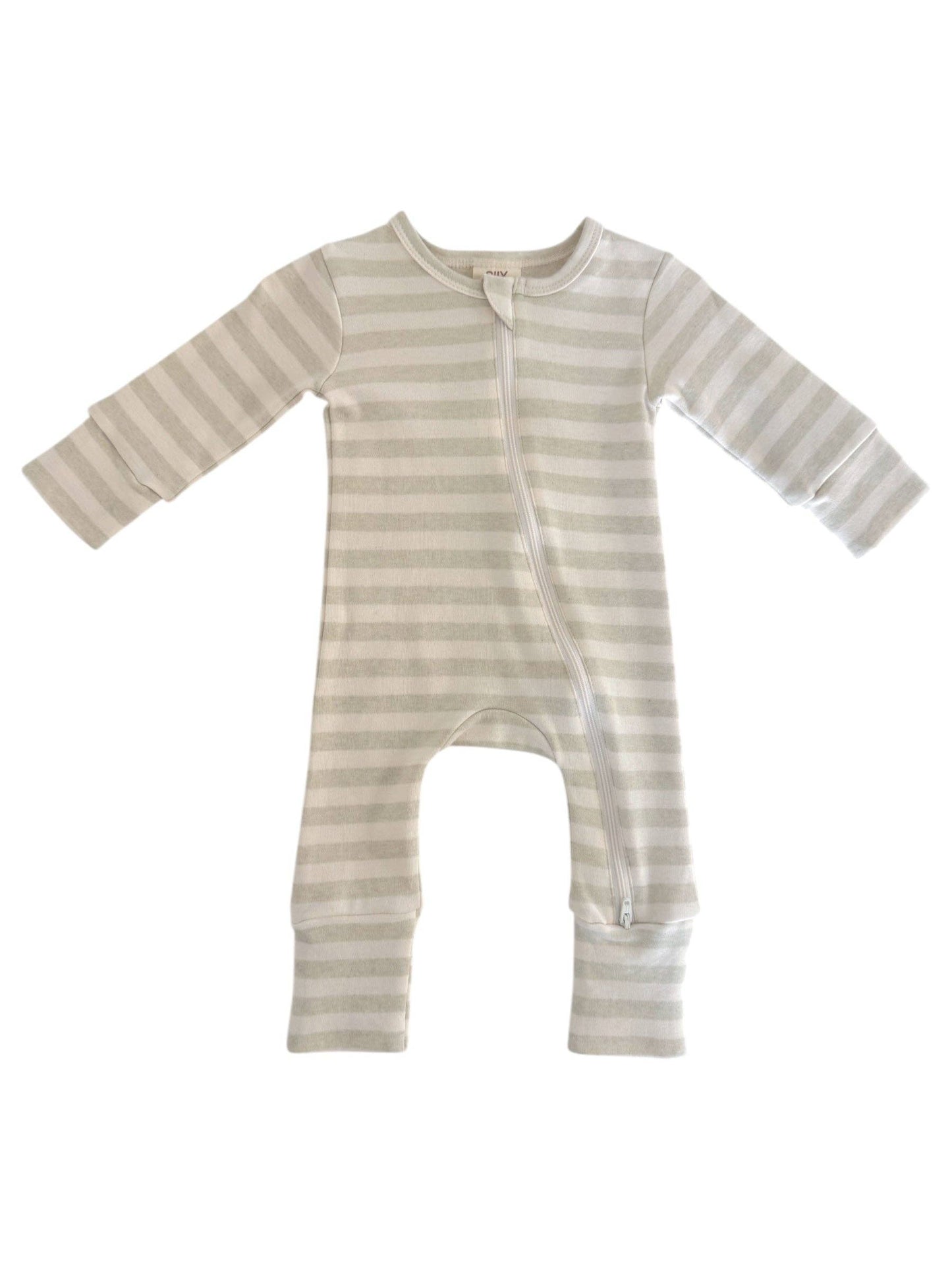 Sage Stripe / Organic 2-Way Zip Romper