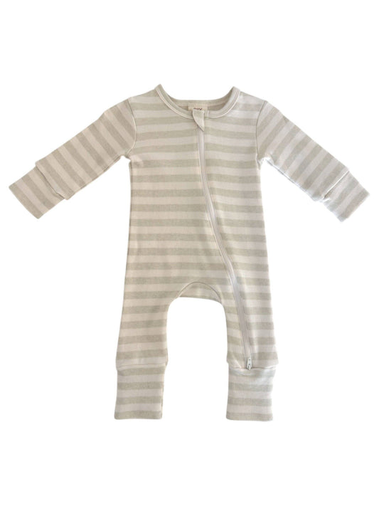 Sage Stripe / Organic 2-Way Zip Romper
