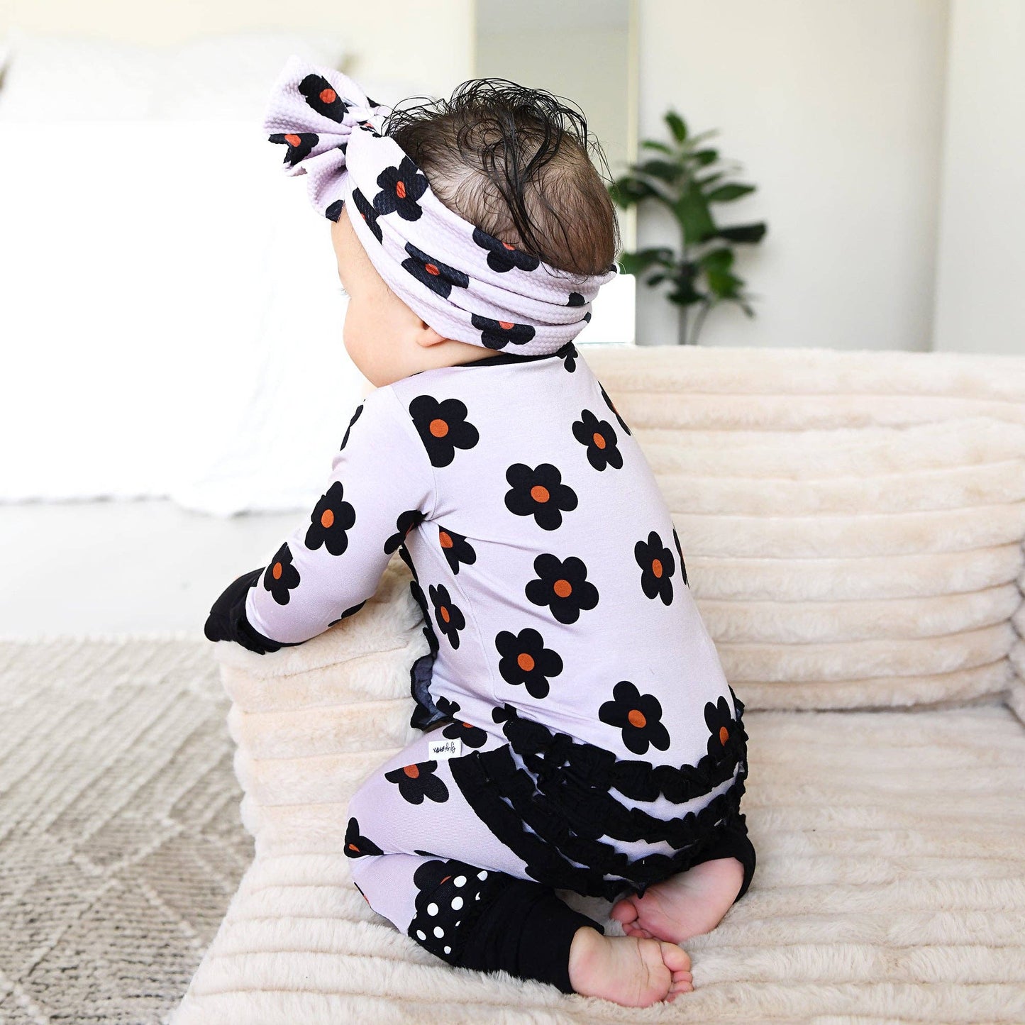 Lizzy RUFFLE ZIP Bamboo One Piece Floral Baby Outfit