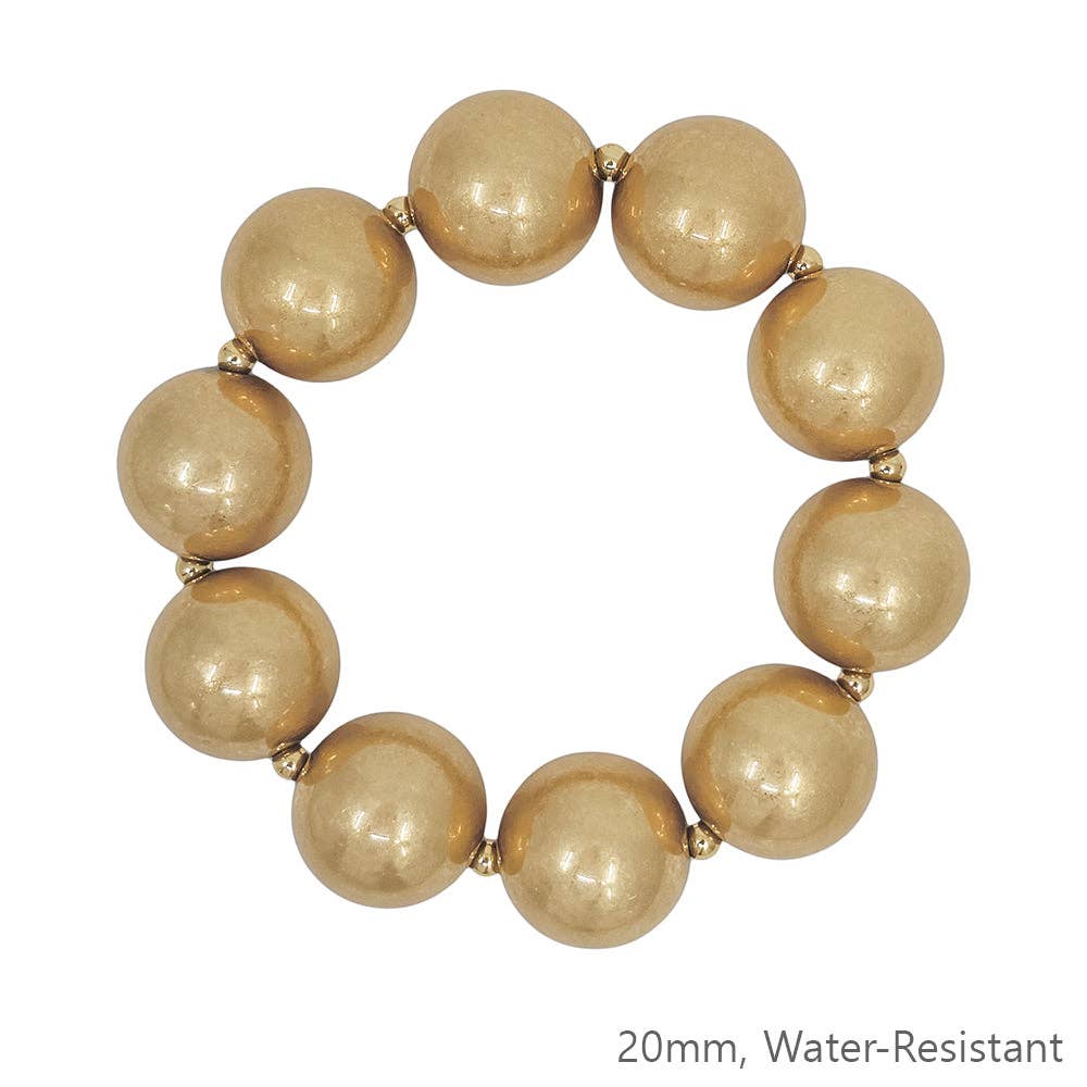 Gold Metal Beaded Stretch Bracelet