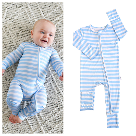 Hudson ZIP Bamboo Striped One Piece Baby Outfit