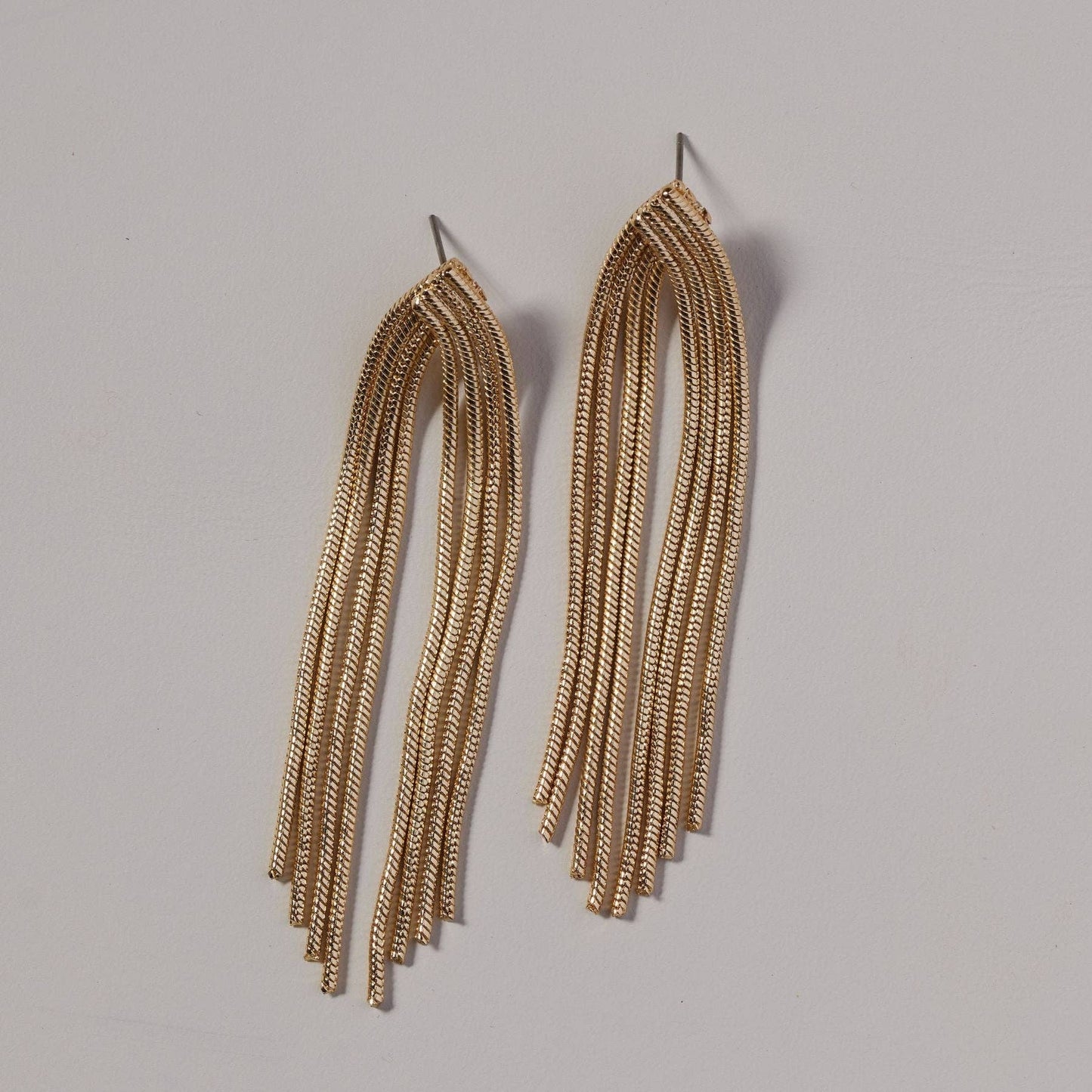 Gold Waterfall Chain Earrings - Nickel & Suede