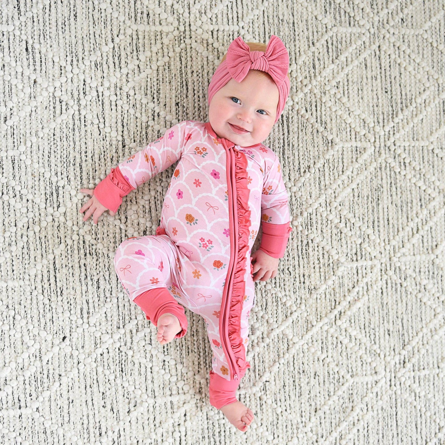 Everleigh RUFFLE ZIP Bamboo One Piece Floral Baby Outfit