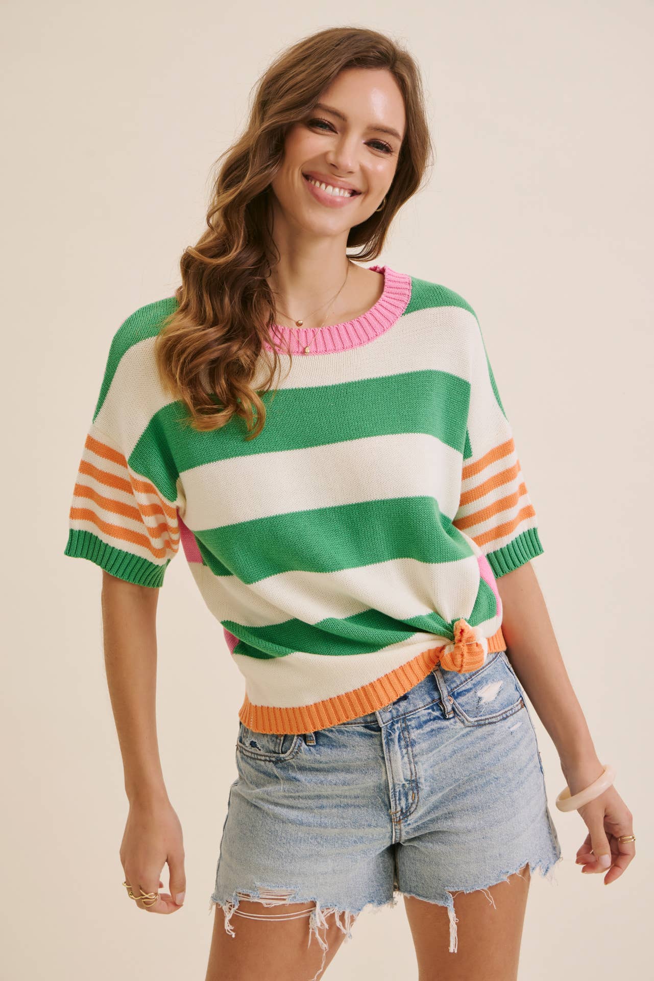 Summer multi stripe sweater top