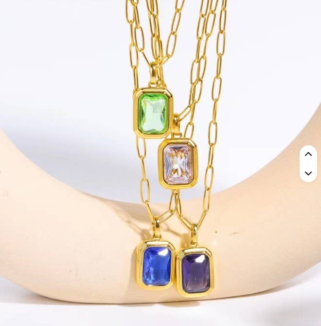Stainless Steel Square Stone necklace
