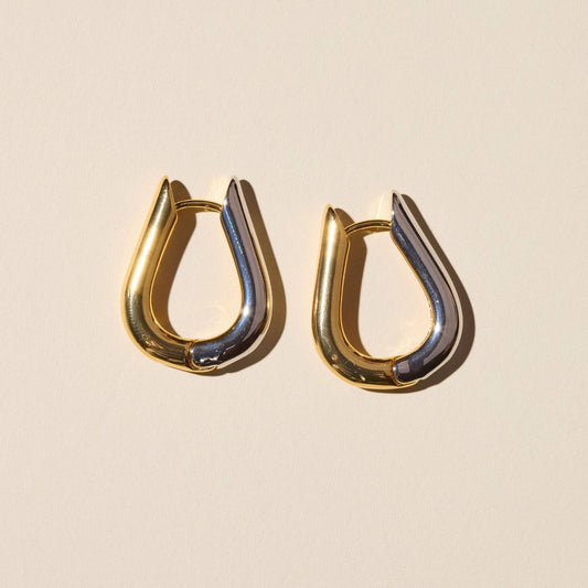 Two Tone Huggies -Nickel & Suede