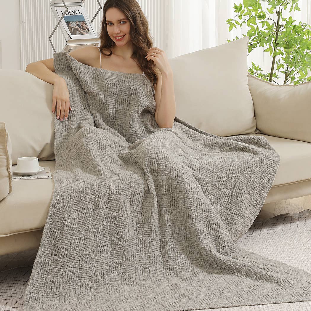 Solid Color Knit Cozy Soft Throw Blanket