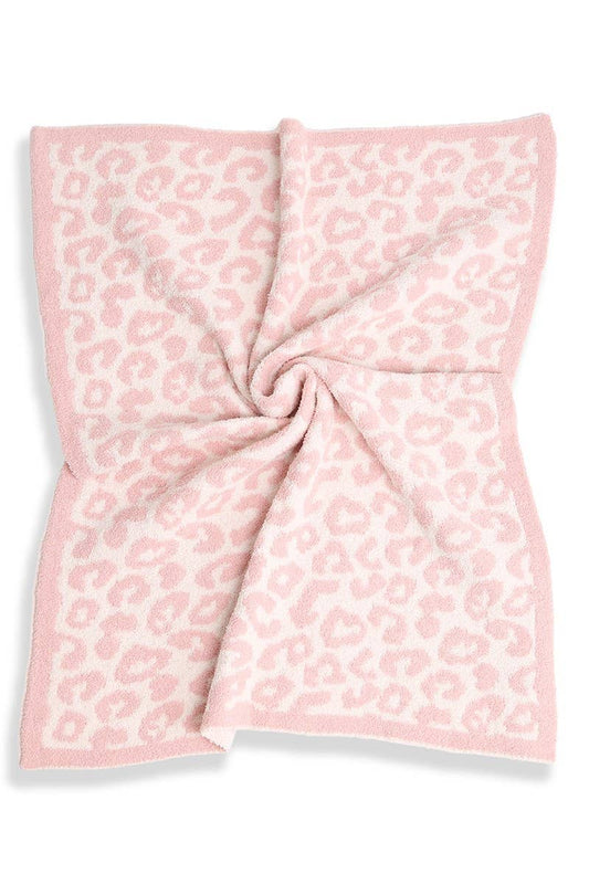 Pink Kids Leopard Print Luxury Soft Throw Blanket