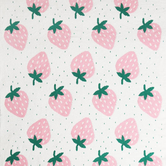 Strawberry Pattern Sherpa Throw Blanket