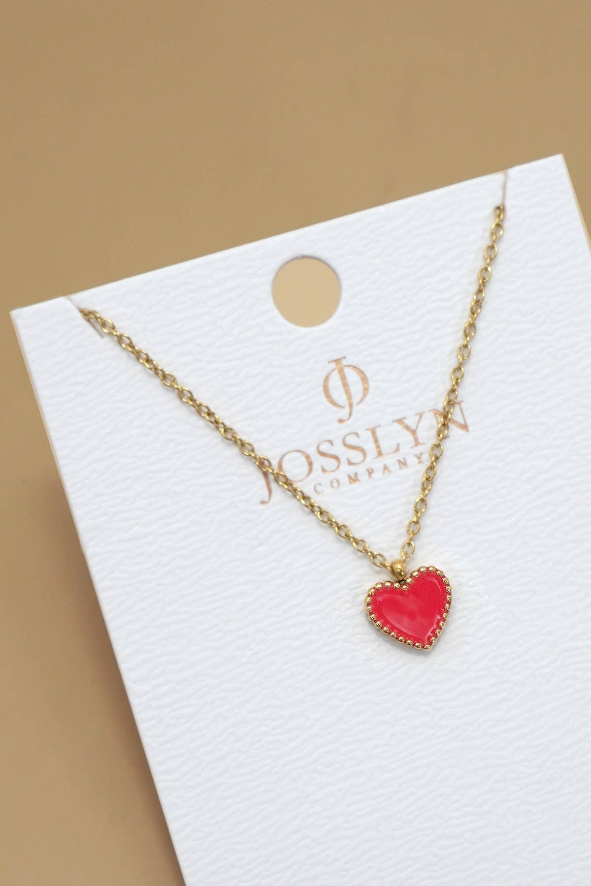 Stainless Steel Heart Necklace (Pink or Red)