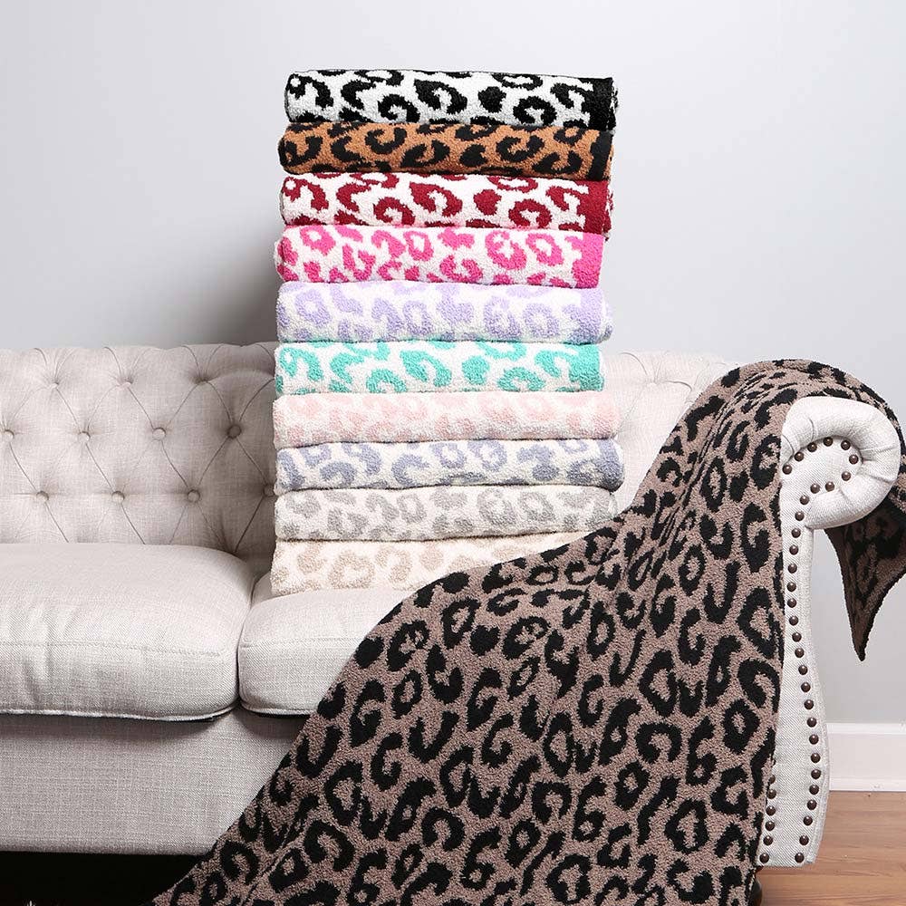Leopard Patterned Reversible Throw Blanket