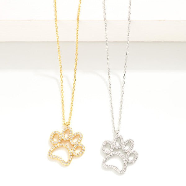 Dainty Gold Studded Paw Print necklace