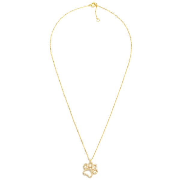 Dainty Gold Studded Paw Print necklace