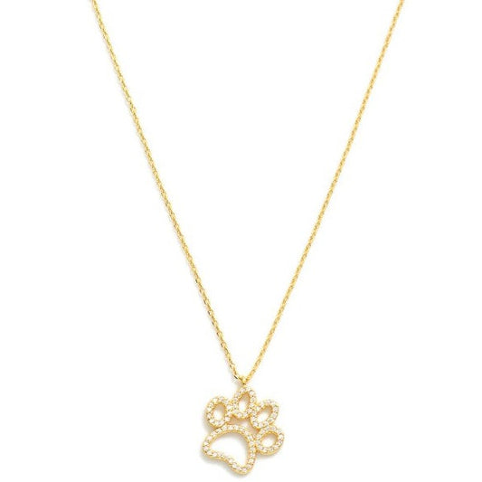 Dainty Gold Studded Paw Print necklace